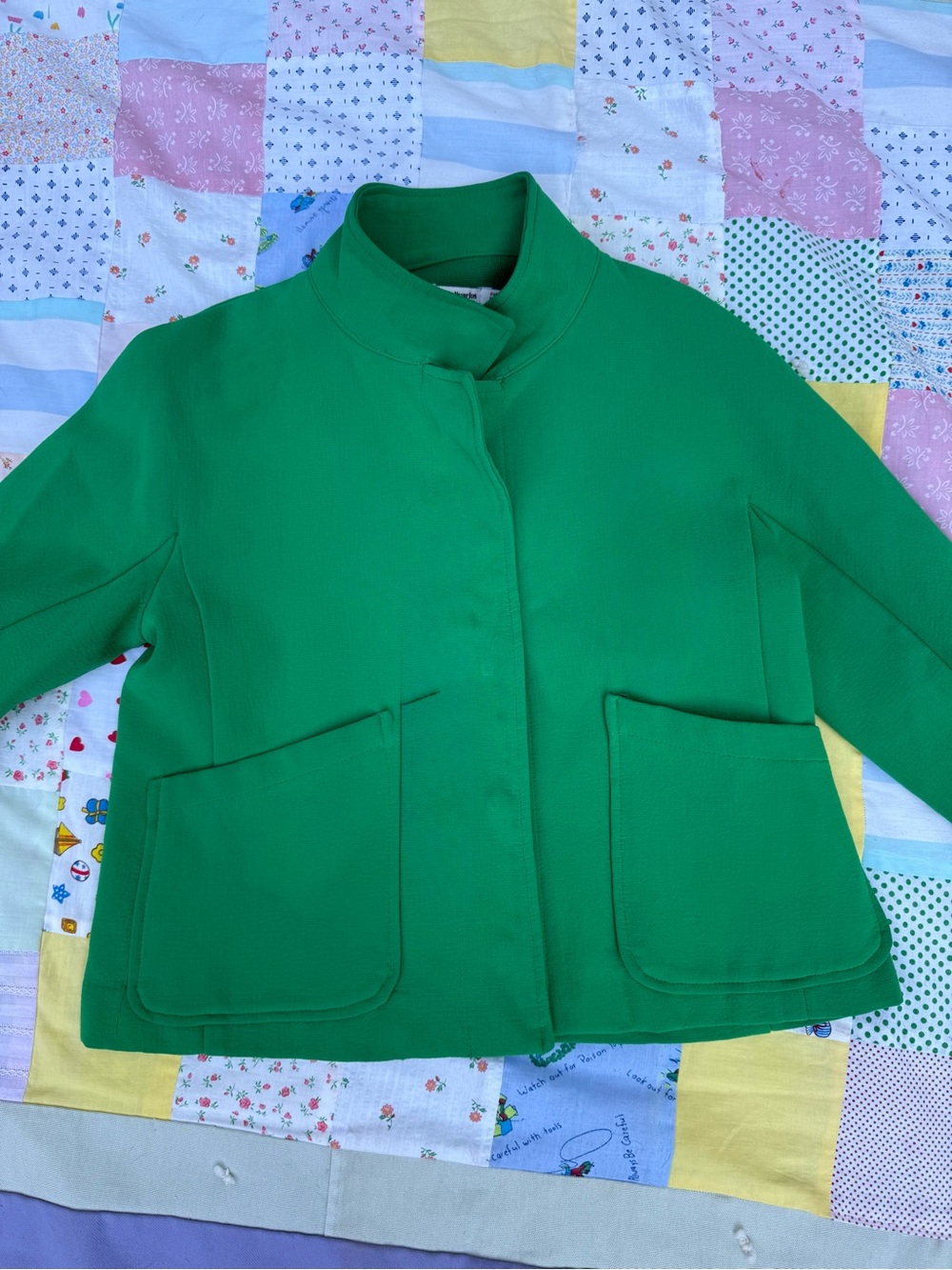 stradivarius Bright Green Stand-Collar Pocket Jacket